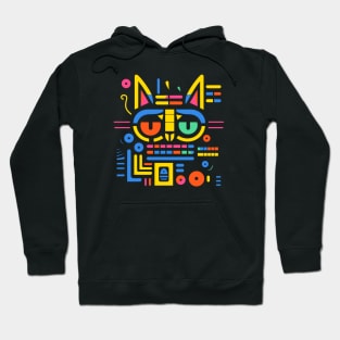 Colorful Doodle Minimalist Cat Hoodie